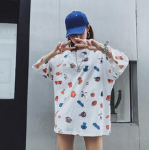2018 New Harajuku T shirt women fashion Design Cartoon print t-shirts  Ladies Short Sleeve casual Large size loose Tops Girl Tee