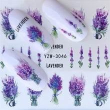 FWC Dán Móng Tay trên Móng Tay Blooming Flower Dán cho Móng Tay Hoa Oải Hương Chuyển Nail Art Stickers Nước Decals