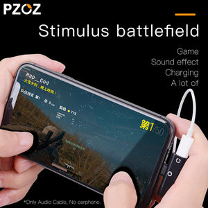 PZOZ usb cable Music Audio Charge 2 in 1 For iphone X 8 7 plus cable fast charging 8pin Jack Earphone Adapter 90 degree Charger