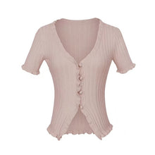 Women Harajuku Knitted Short Ruffles Sleeve Shirt Crop Top Unif Sexy Street Wear White Femme Short Sleeve funny T Shirt Summer