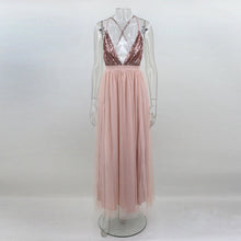 2017 autumn winter party maxi dress sling evening deep v-neck backless sequin patchwork sexy elegant strap dresses vestidos