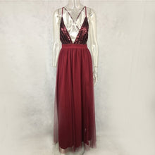 2017 autumn winter party maxi dress sling evening deep v-neck backless sequin patchwork sexy elegant strap dresses vestidos