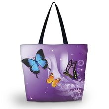 Butterfly Large Soft Foldable Women's Shopping Tote Bag Reusable Shoulder Carry Bag Eco-friend shopper Pouch
