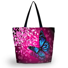 Butterfly Large Soft Foldable Women's Shopping Tote Bag Reusable Shoulder Carry Bag Eco-friend shopper Pouch