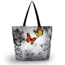 Butterfly Large Soft Foldable Women's Shopping Tote Bag Reusable Shoulder Carry Bag Eco-friend shopper Pouch
