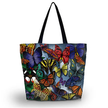 Butterfly Large Soft Foldable Women's Shopping Tote Bag Reusable Shoulder Carry Bag Eco-friend shopper Pouch