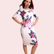 Free Shipping Casual Dresses Party O-Neck Summer Vestidos Sheath 28 Styles Floral Print Women Dress 106-20