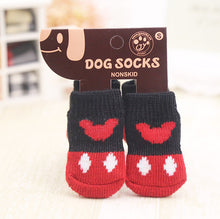 4pcs Warm Puppy Dog Shoes Soft Acrylic Pet Knits Socks Cute Cartoon Anti Slip Skid Socks For Small Dogs Pet Products S/M/L