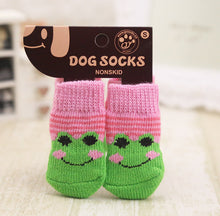 4pcs Warm Puppy Dog Shoes Soft Acrylic Pet Knits Socks Cute Cartoon Anti Slip Skid Socks For Small Dogs Pet Products S/M/L