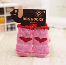4pcs Warm Puppy Dog Shoes Soft Acrylic Pet Knits Socks Cute Cartoon Anti Slip Skid Socks For Small Dogs Pet Products S/M/L