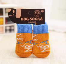4pcs Warm Puppy Dog Shoes Soft Acrylic Pet Knits Socks Cute Cartoon Anti Slip Skid Socks For Small Dogs Pet Products S/M/L