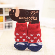4pcs Warm Puppy Dog Shoes Soft Acrylic Pet Knits Socks Cute Cartoon Anti Slip Skid Socks For Small Dogs Pet Products S/M/L