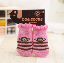 4pcs Warm Puppy Dog Shoes Soft Acrylic Pet Knits Socks Cute Cartoon Anti Slip Skid Socks For Small Dogs Pet Products S/M/L