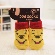 4pcs Warm Puppy Dog Shoes Soft Acrylic Pet Knits Socks Cute Cartoon Anti Slip Skid Socks For Small Dogs Pet Products S/M/L