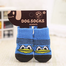 4pcs Warm Puppy Dog Shoes Soft Acrylic Pet Knits Socks Cute Cartoon Anti Slip Skid Socks For Small Dogs Pet Products S/M/L