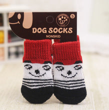 4pcs Warm Puppy Dog Shoes Soft Acrylic Pet Knits Socks Cute Cartoon Anti Slip Skid Socks For Small Dogs Pet Products S/M/L