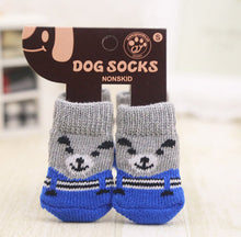 4pcs Warm Puppy Dog Shoes Soft Acrylic Pet Knits Socks Cute Cartoon Anti Slip Skid Socks For Small Dogs Pet Products S/M/L