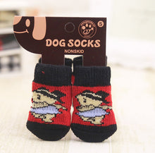 4pcs Warm Puppy Dog Shoes Soft Acrylic Pet Knits Socks Cute Cartoon Anti Slip Skid Socks For Small Dogs Pet Products S/M/L