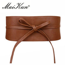 Boho Belt for Women Bowknot Faux Leather Wrap Around Obi Style Cinch Waistband Black Cummerbund Brown Women Belt