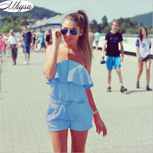 Mhysa Dresses Womens Beach 2018 Summer Women Fashion Casual Ruffles Strapless Waist Tightening Candy Color Womens Dress 060