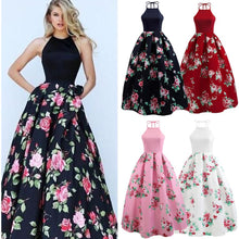 KLV women vintage 1950s style dresses floral print party dress black elegant female retro flocking tank sleeveless dresses