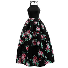 KLV women vintage 1950s style dresses floral print party dress black elegant female retro flocking tank sleeveless dresses