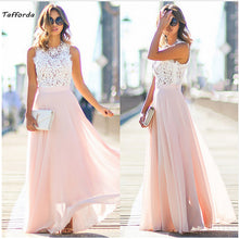 Tafforda 2018 Spring New Model  Sexy Retro Lace Splicing Chiffon long Dress Wedding or Party Woman Dresses