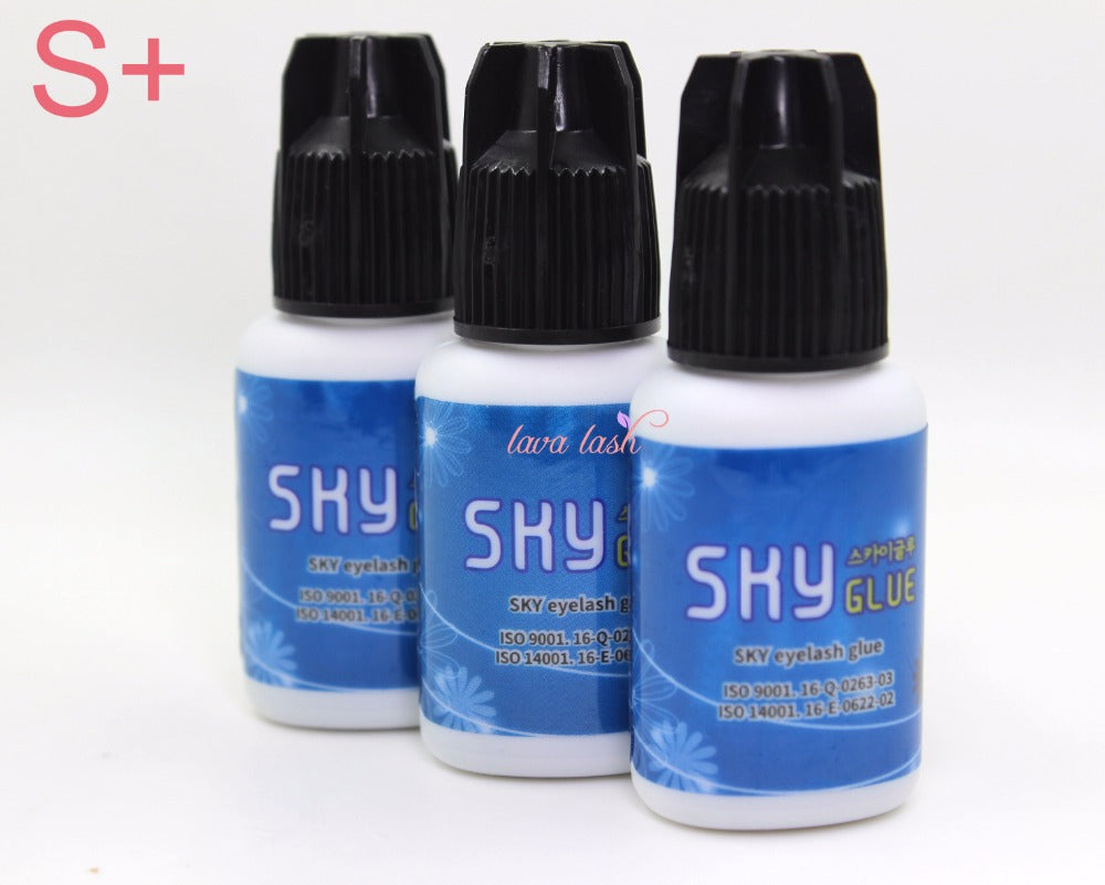 Free Shipping 5 Bottles/lot Strongest Korea Eyelash Extensions Sky Glue S+ eyelash Glue,5ml Black Cap