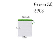 5Pcs S M L Reusable Produce Bags Black Rope Mesh shopping bag organizer Vegetable & Fruit & Grocery Bags Shopping Box Washable