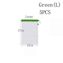 5Pcs S M L Reusable Produce Bags Black Rope Mesh shopping bag organizer Vegetable & Fruit & Grocery Bags Shopping Box Washable